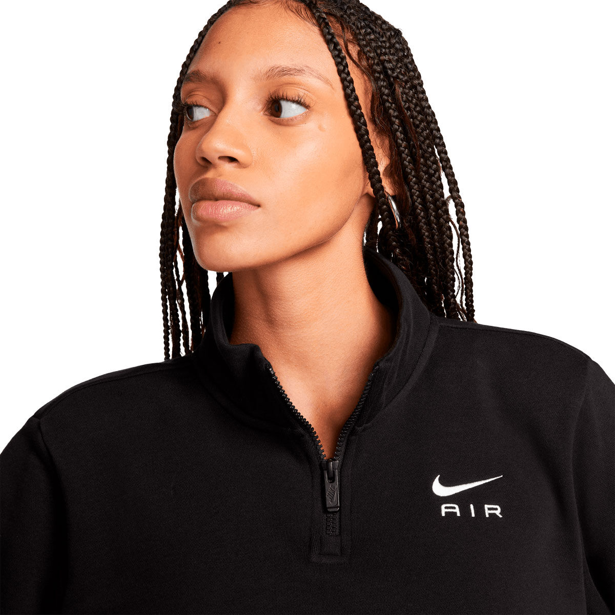 Nike Air Womens Quarter Zip Cropped Fleece Top