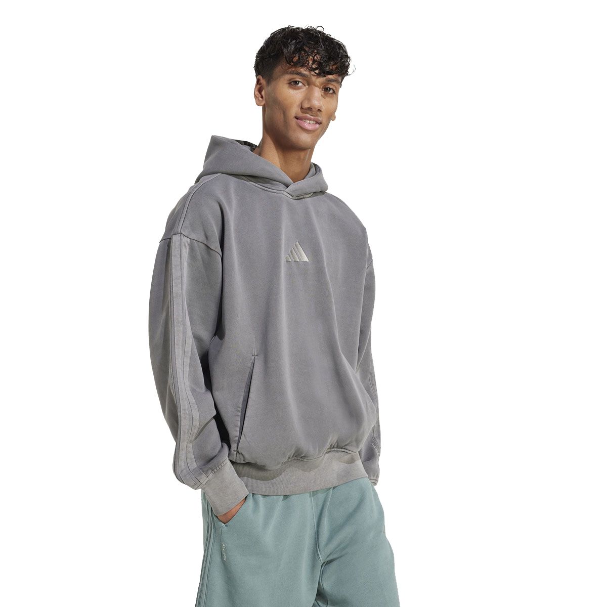 adidas Mens All SZN Fleece Pigment Dye Pullover Hoodie