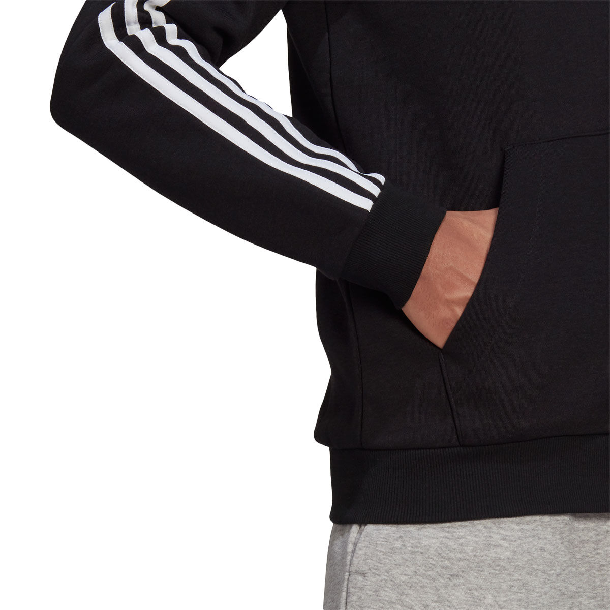 adidas Mens Essentials 3-Stripes Full Zip Fleece Hoodie