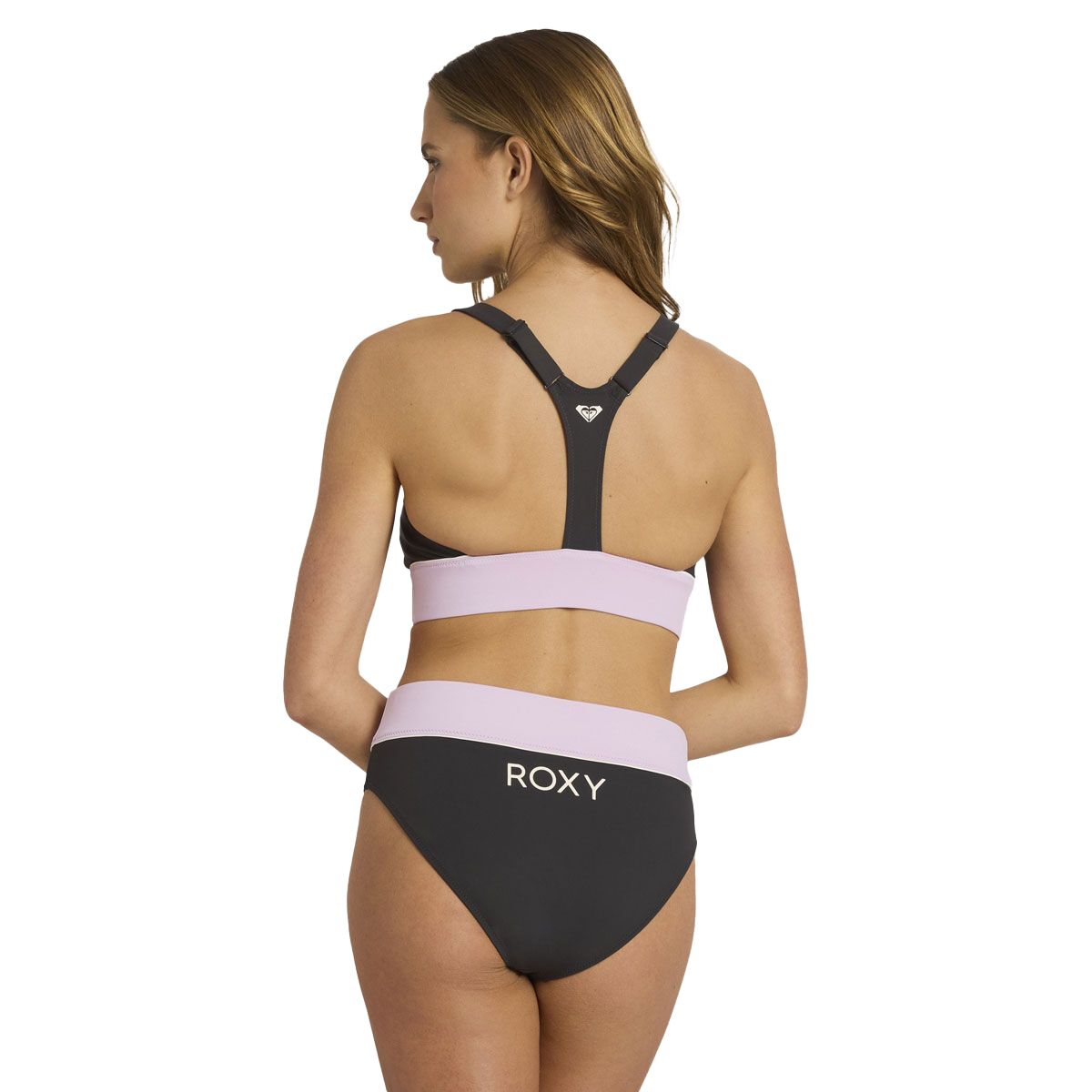 Roxy Womens Active Colour Block Crop Swim Top