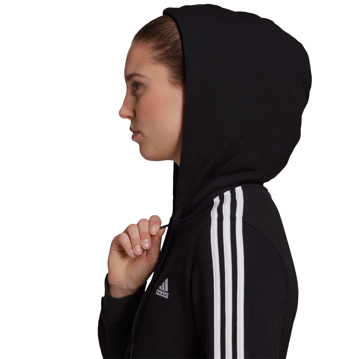 adidas Womens Essentials Fleece 3-Stripes Full Zip Hoodie