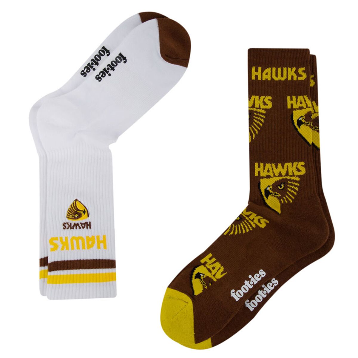 Footies Hawthorn Hawks 2025 Sneaker Socks 2 Pack