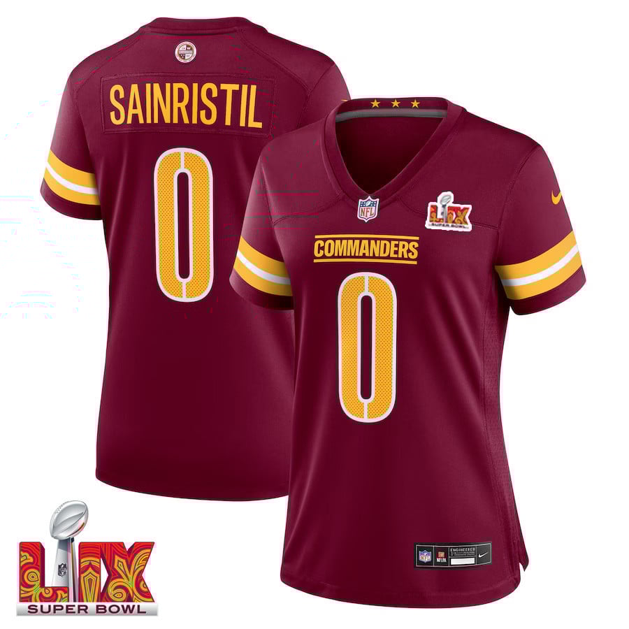 Mike Sainristil #0 Washington Commanders Super Bowl LIX Burgundy NFL Jersey Women's