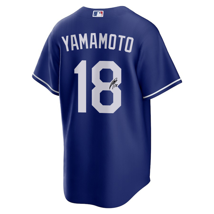 Yoshinobu Yamamoto 18 Signed Los Angeles Dodgers Alternate Royal MLB Jersey Men's