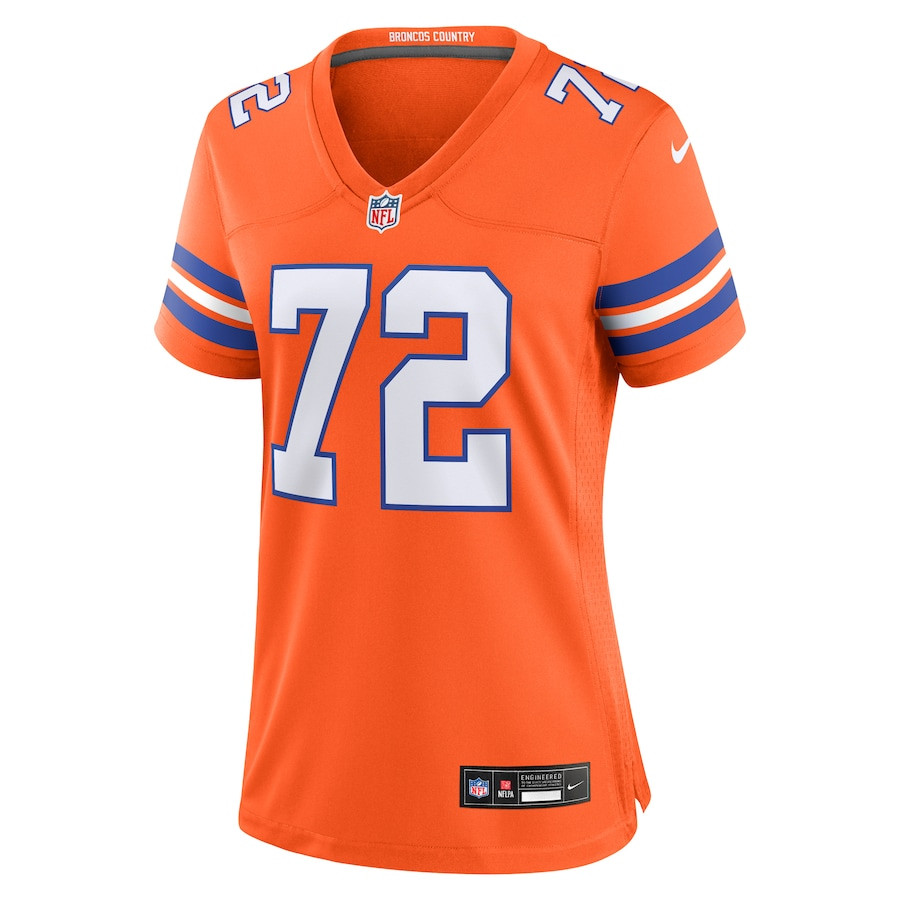 Garrett Bolles 72 Denver Broncos Mile High Collection 1977 Throwback Player Game Orange NFL Jersey Women's