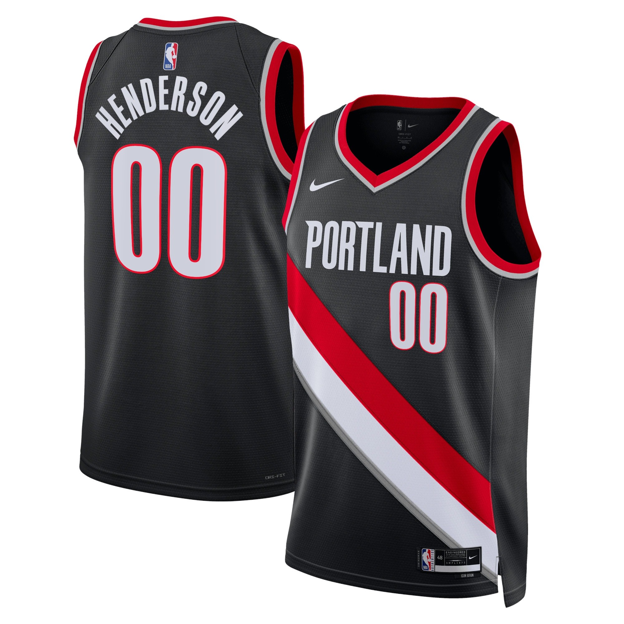 Camiseta Icon Swingman de los Portland Trail Blazers Negro Scoot Henderso Unisex NBA Jersey Unisex