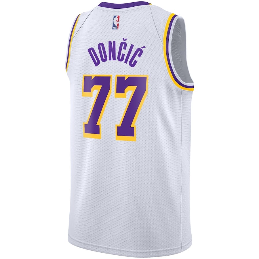 Luka Doncic 77 Los Angeles Lakers 2024/25 Swingman Player Association Editio White NBA Jersey Youth