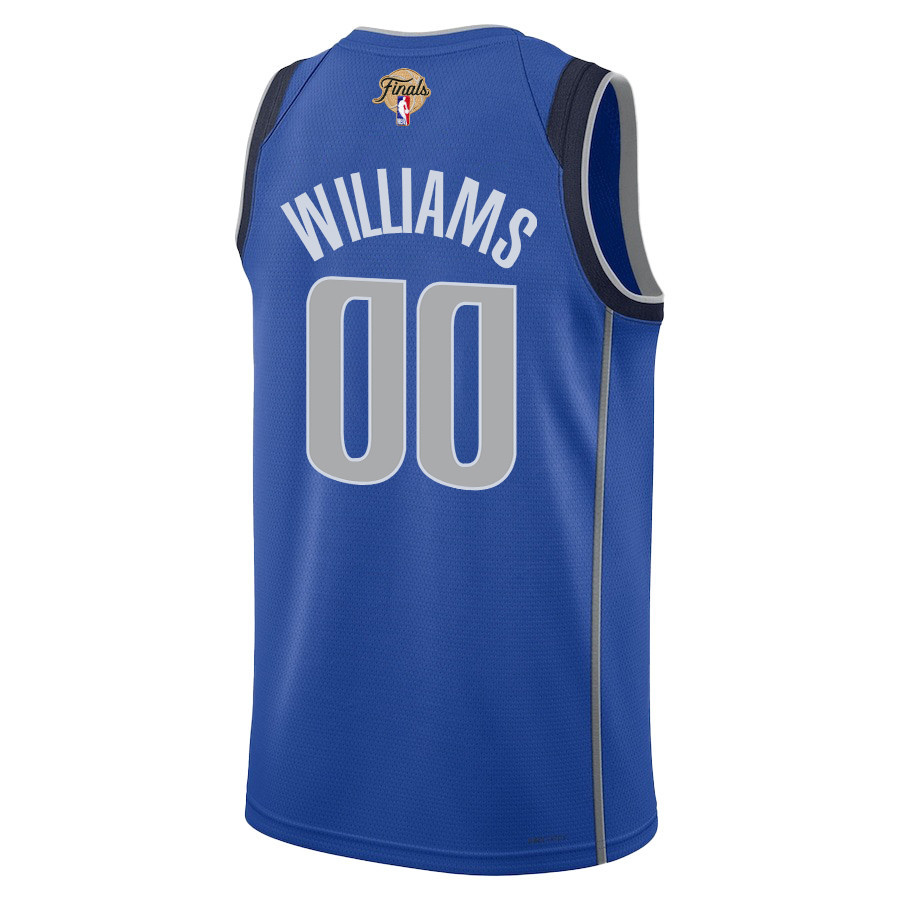 Brandon Williams 00 Dallas Mavericks 2024 FINALS PATCH Swingman Icon Edition Blue NBA Jersey Men's