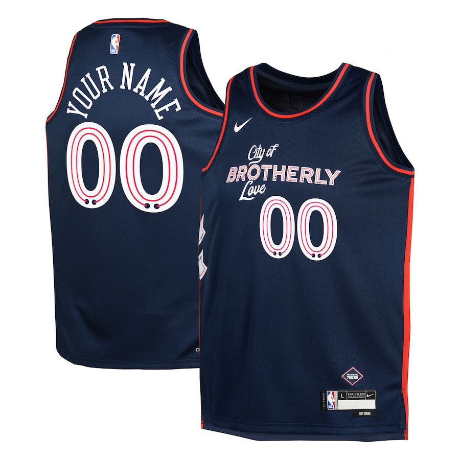 Philadelphia 76ers 2023/24 City Edition Swingman Custom Navy NBA Jersey Youth