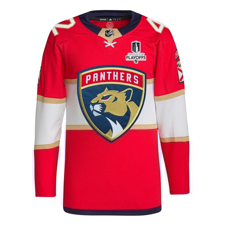 Gustav Forsling 42 Florida Panthers 2024 Playoffs Patch Home Red NHL Jersey Men's