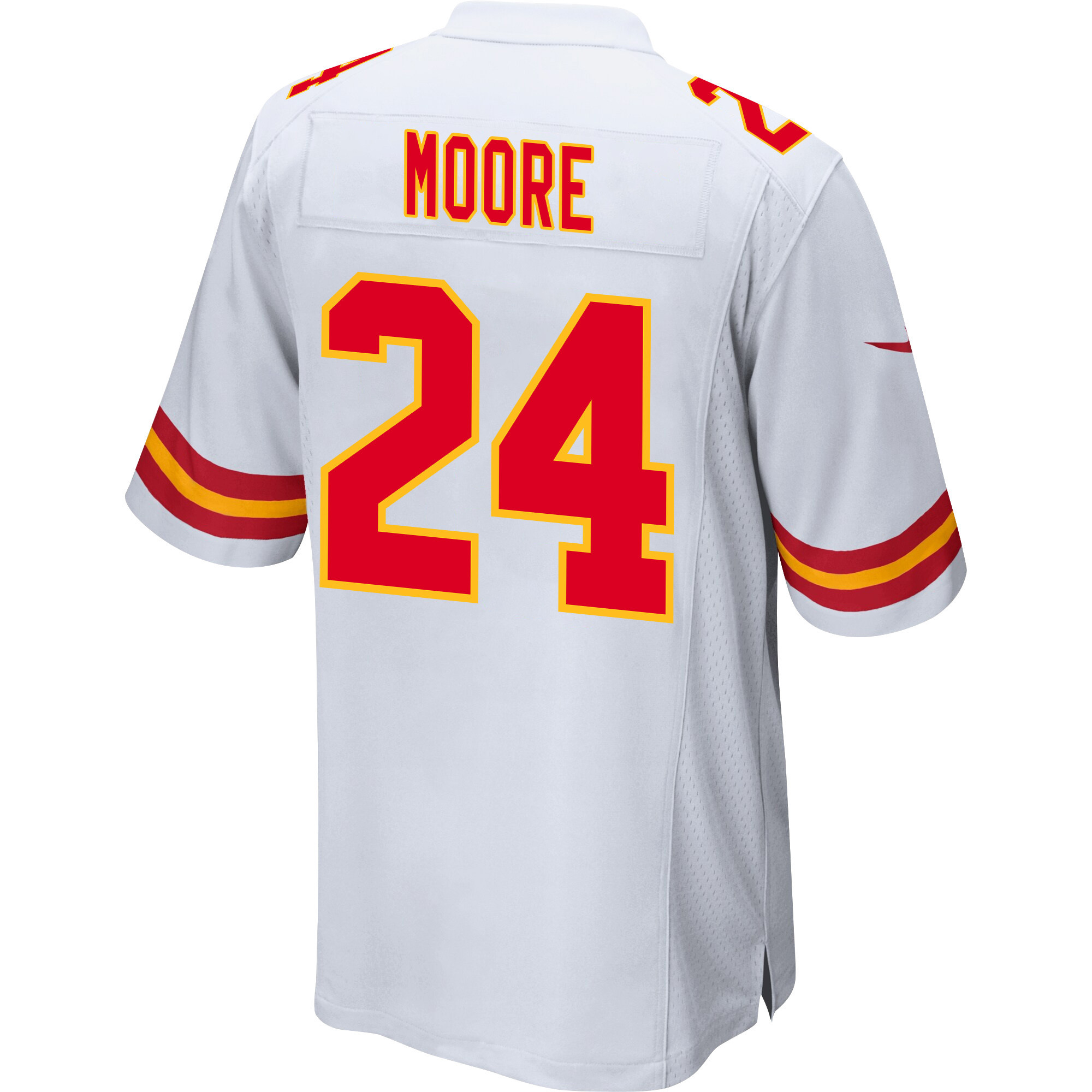 Skyy Moore 24 Kansas City Chiefs Super Bowl LVIII Champions 4X Game White NFL Jersey Men's