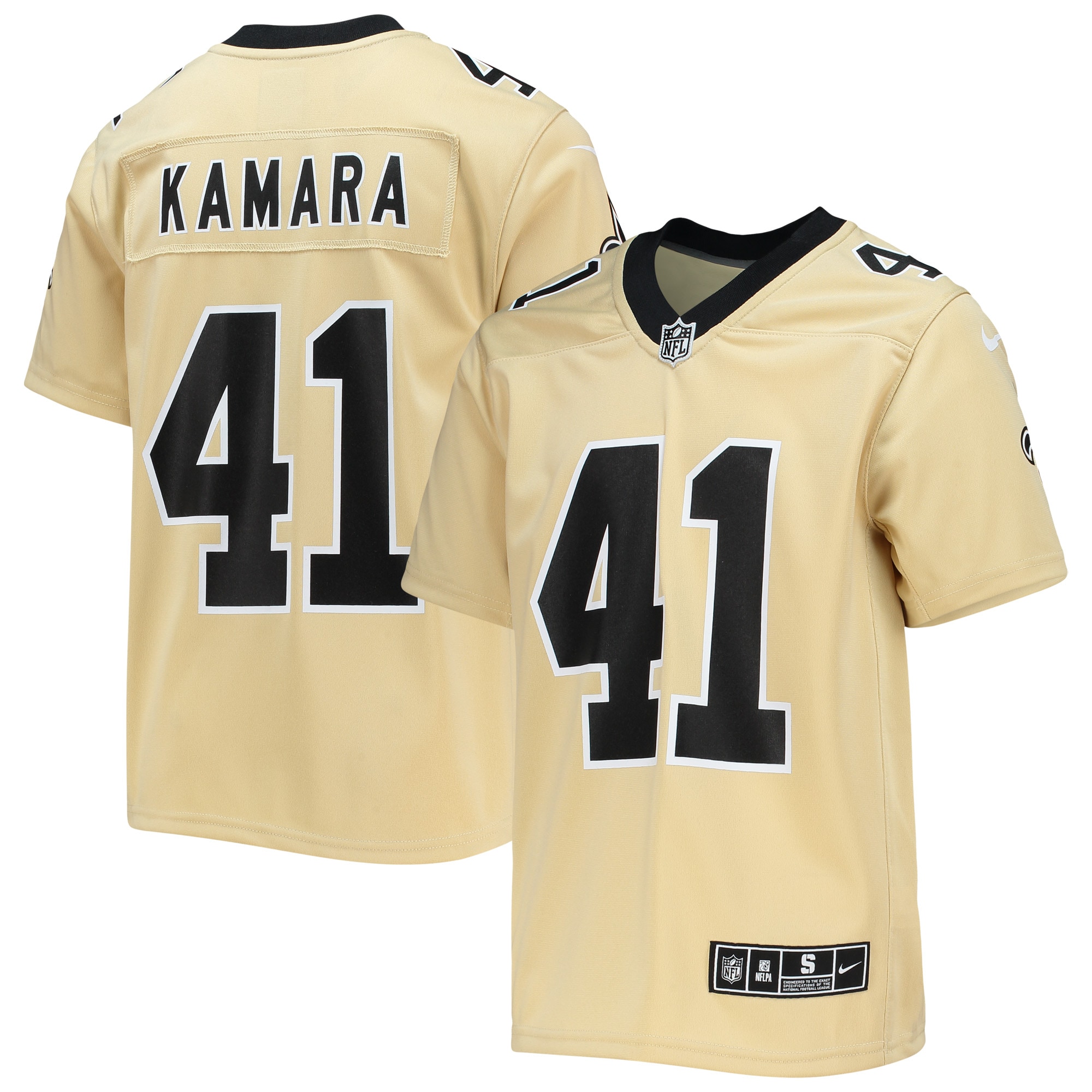 New Orleans Saints Alvin Kamara Gold Inverted Team Game NFL Jersey Youth