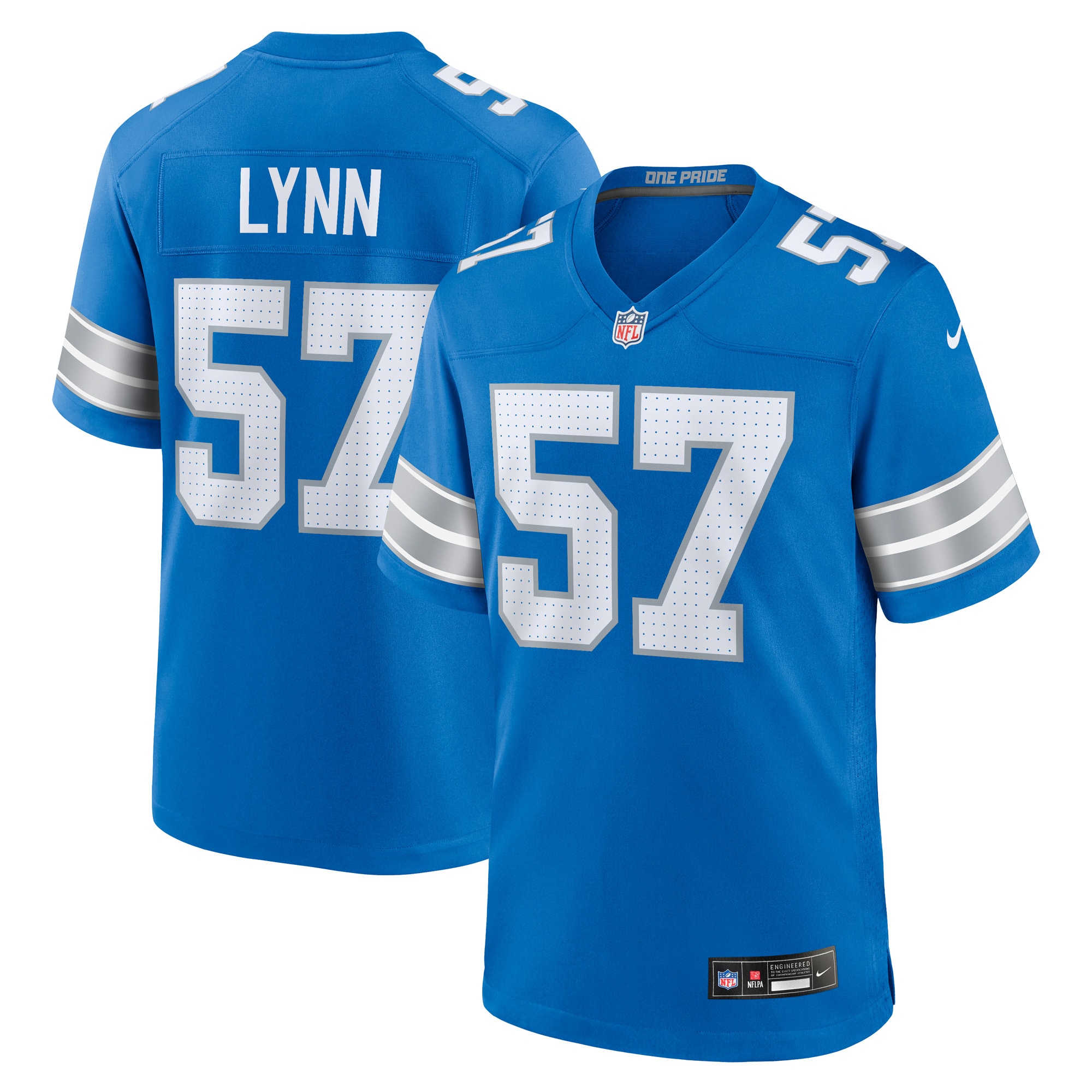Detroit Lions Nate Lynn Blue Game NFL Jersey Men's