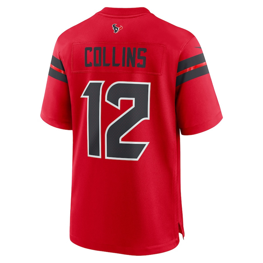 Nico Collins 12 Houston Texans Alternate Game Red NFL Jersey Men's