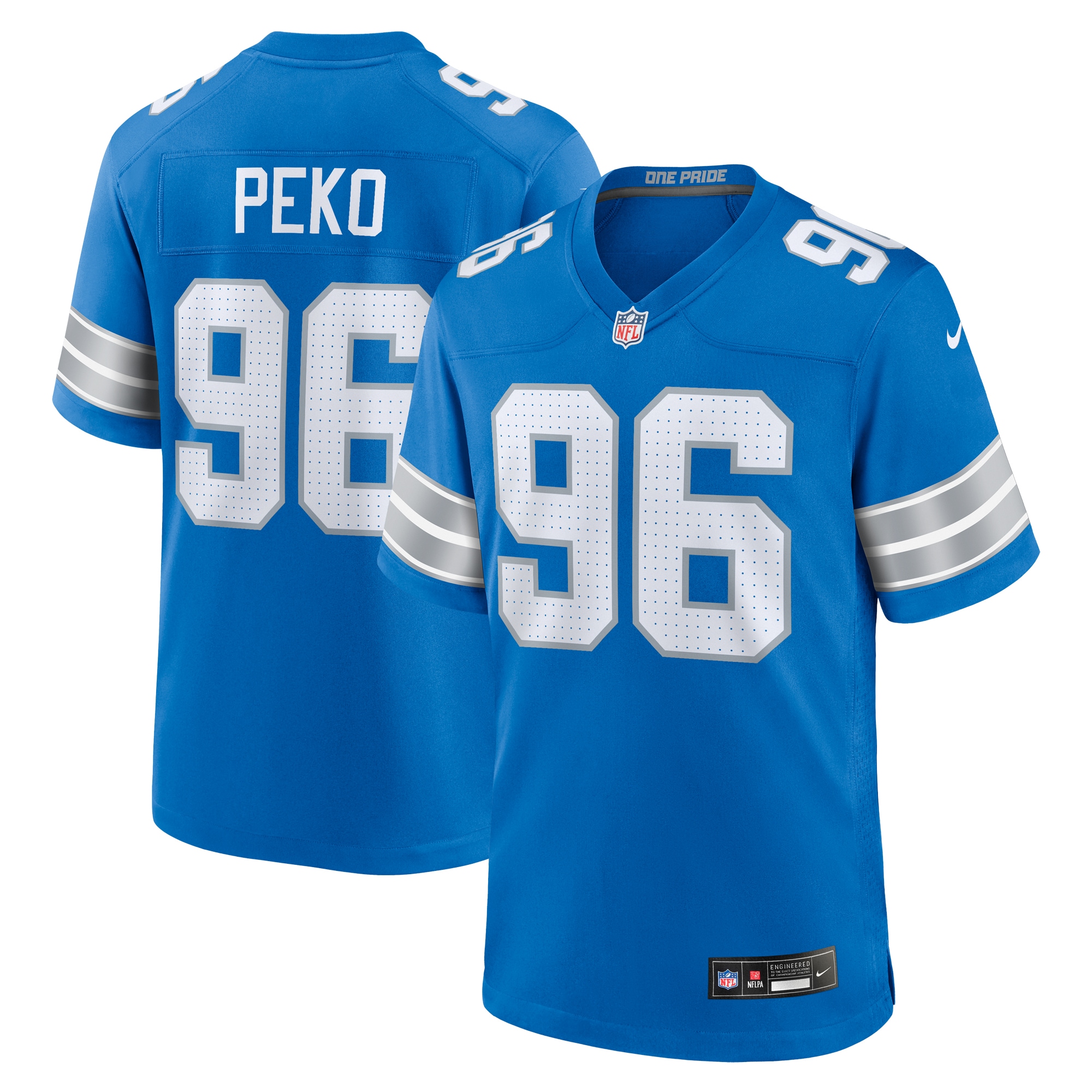 Detroit Lions Kyle Peko Blue Game NFL Jersey Men's