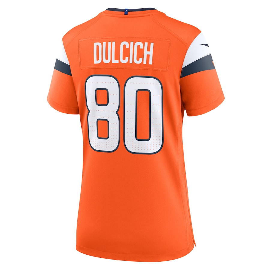 Greg Dulcich 80 Denver Broncos Team Game Orange NFL Jersey Women's