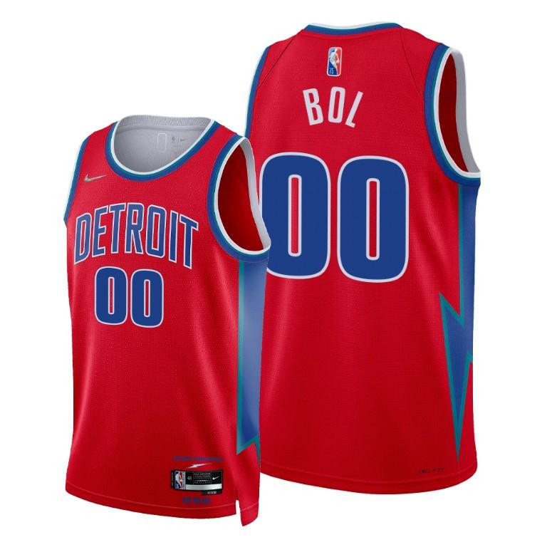 Bol Bol Pistons 00 Red City Edition NBA Jersey Men's