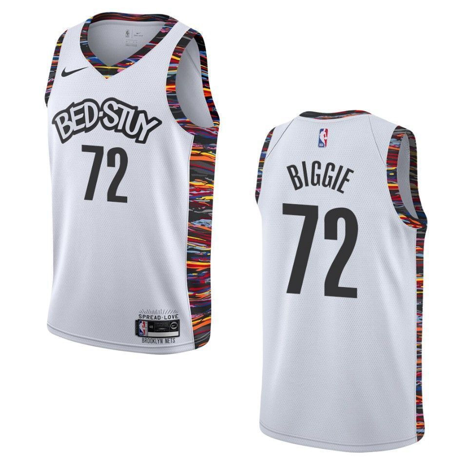 Brooklyn Nets 72 Biggie Smalls City White NBA Jersey Men's