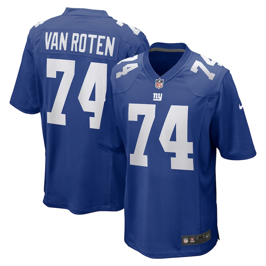 Greg Van Roten 74 New York Giants Team Game Royal NFL Jersey Men's