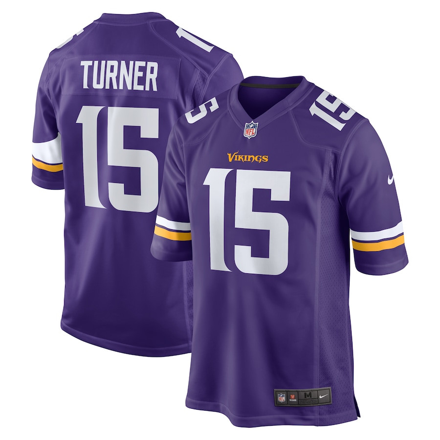 Dallas Turner 15 Minnesota Vikings Game Purple NFL Jersey Men's