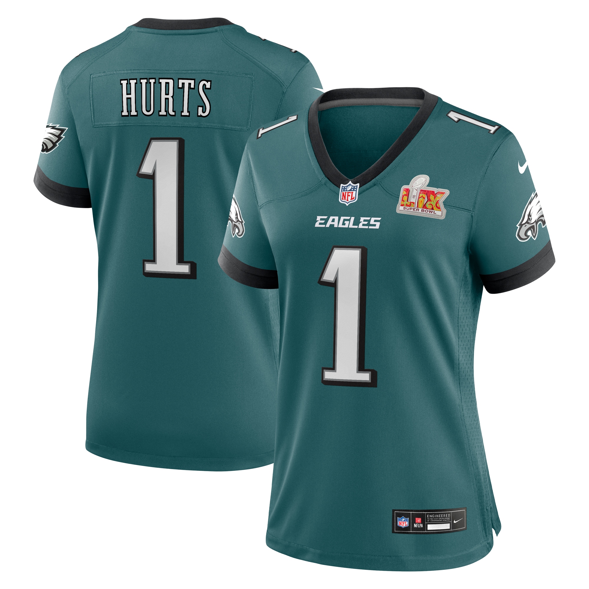 Philadelphia Eagles Jalen Hurts Midnight Green Super Bowl LIX Game Player NFL Jersey Women's