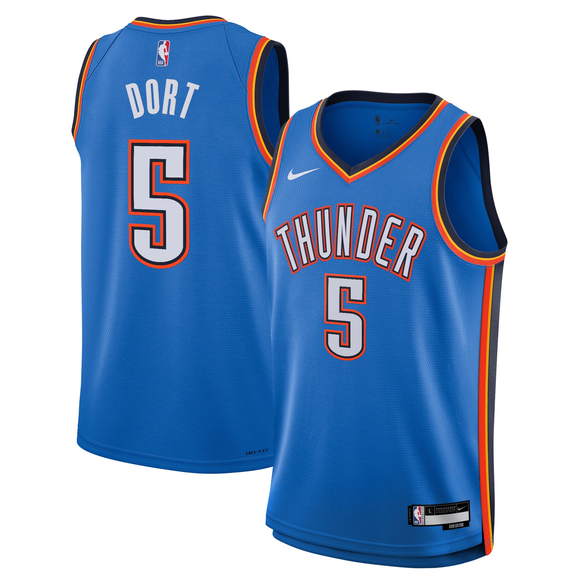 Camiseta Icon Edition Swingman de Oklahoma City Thunder Azul Luguentz Dort NBA Jersey Men's