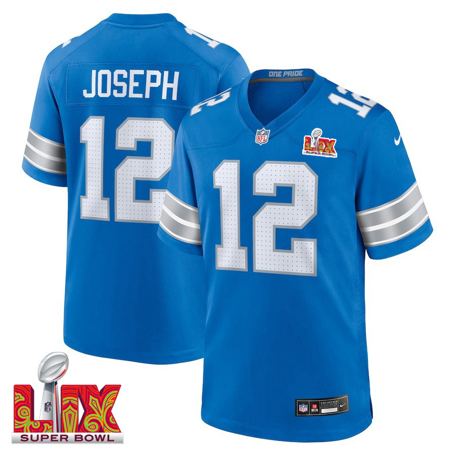 Brandon Joseph #12 Detroit Lions Super Bowl LIX Blue NFL Jersey Men's
