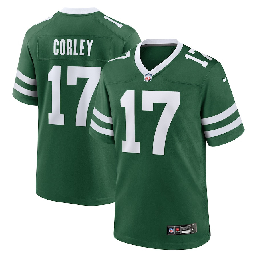 Malachi Corley 17 New York Jets Team Game Legacy Green NFL Jersey Men's