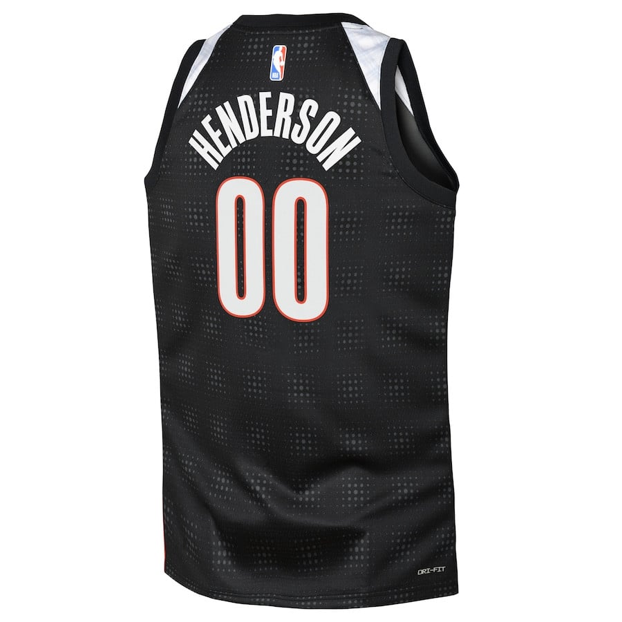 Scoot Henderson 00 Portland Trail Blazers 2024/25 Swingman Playe City Edition Black NBA Jersey Youth