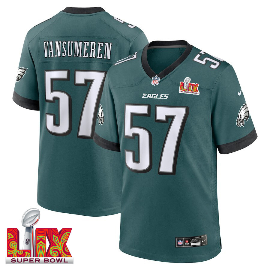 Ben VanSumeren #57 Philadelphia Eagles Super Bowl LIX Midnight Green NFL Jersey Men's