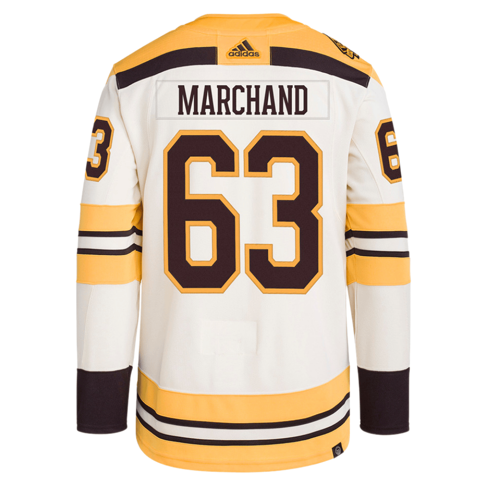Brad Marchand 63 Boston Bruins 100th Anniversary Primegreen Third Cream NHL Jersey Men's