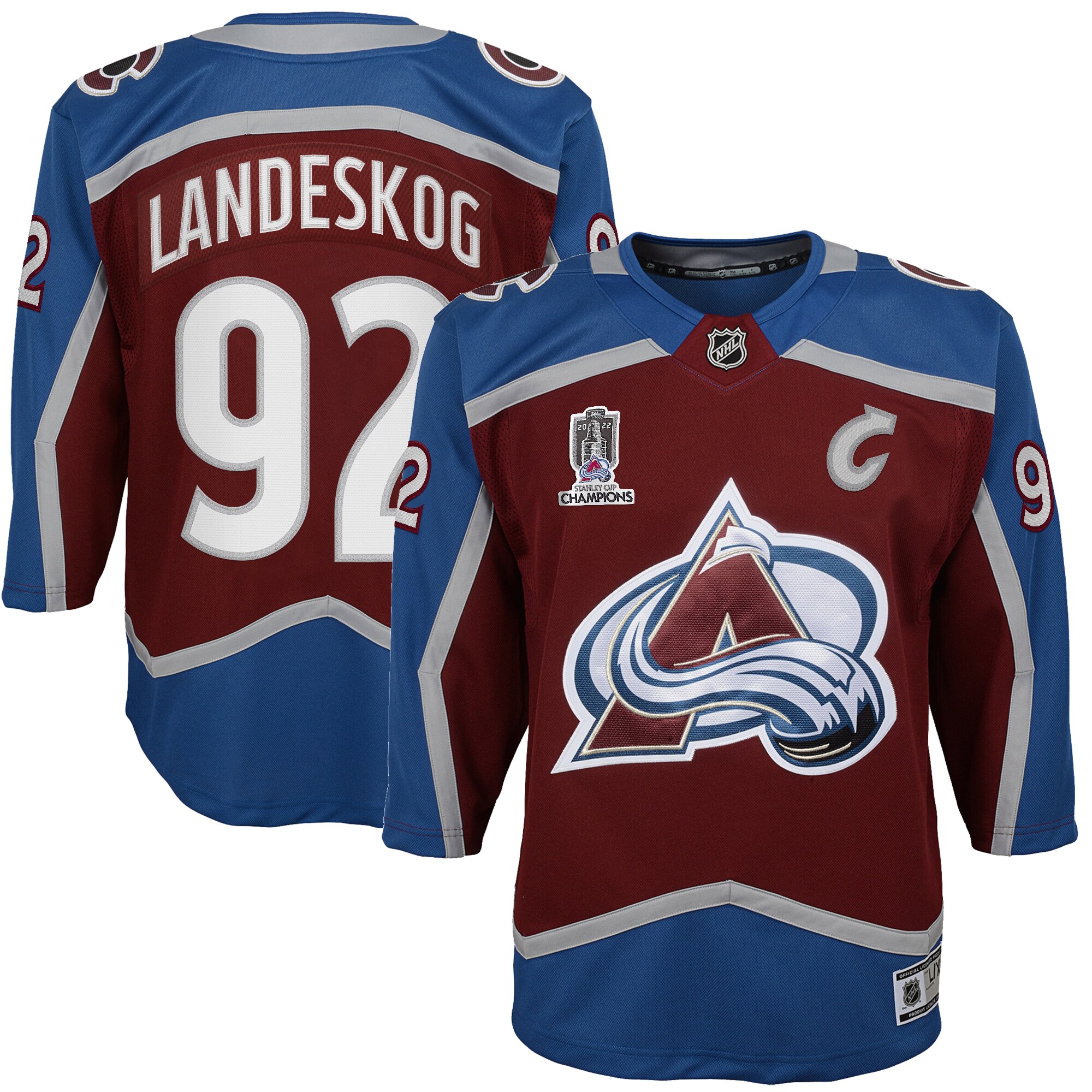 Colorado Avalanche Gabriel Landeskog Burgundy Home 2022 Stanley Cup Champions Premier Player NHL Jersey Youth
