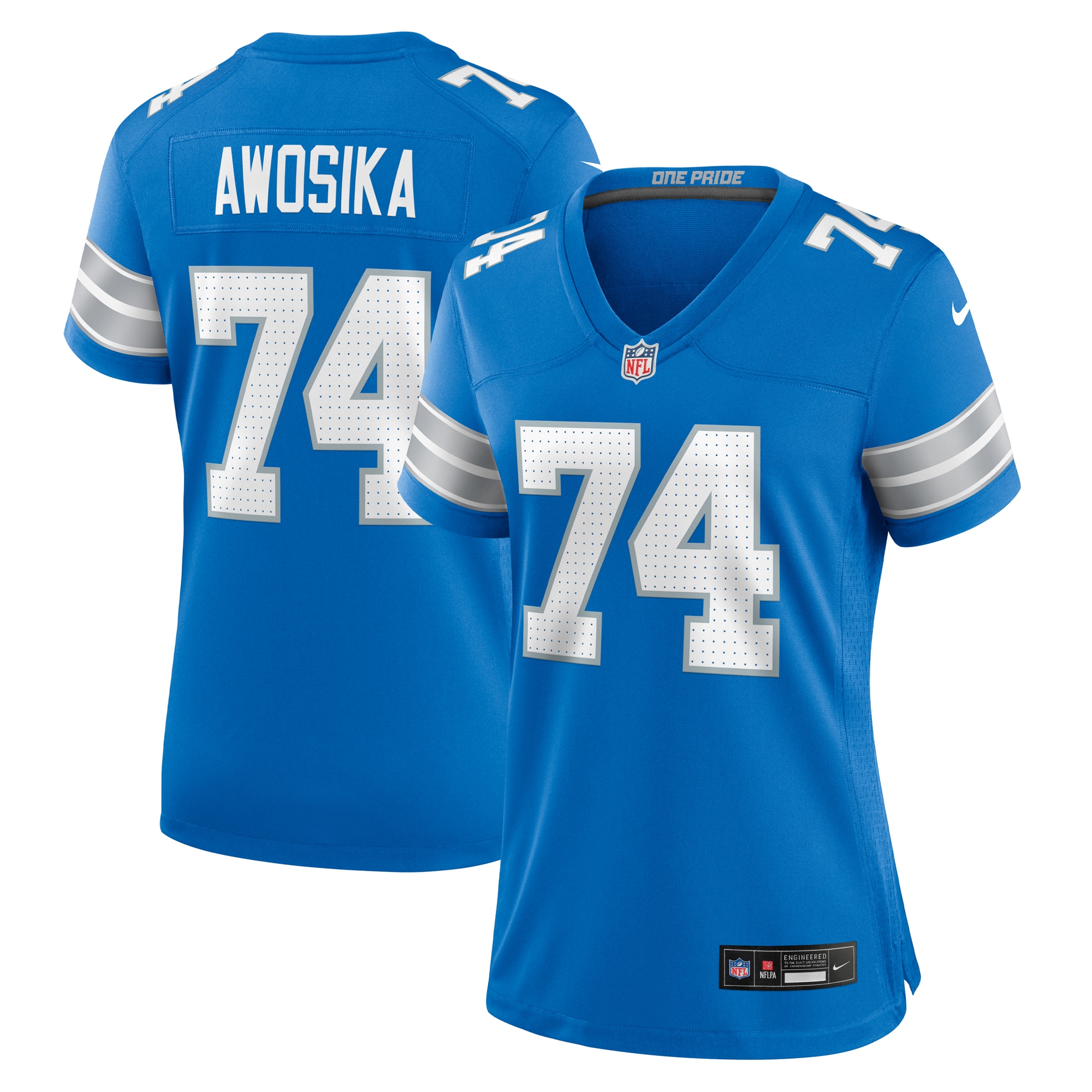 Detroit Lions Kayode Awosika Blue Team Game NFL Jersey Women's