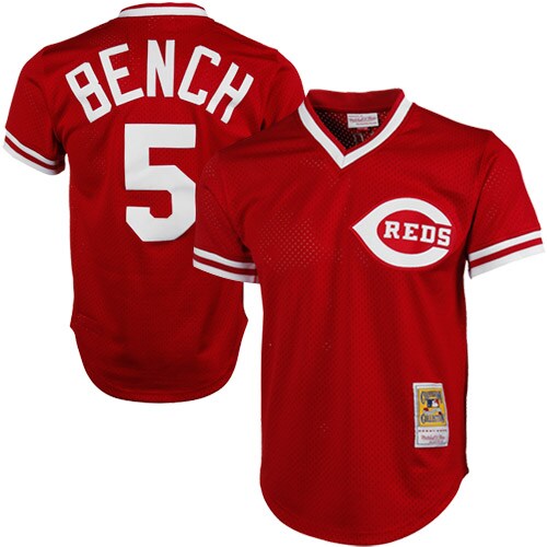 Cincinnati Reds Johnny Bench Mitchell Ness Red 1983 Cooperstown Collection Mesh Batting Practice MLB Jersey Men's