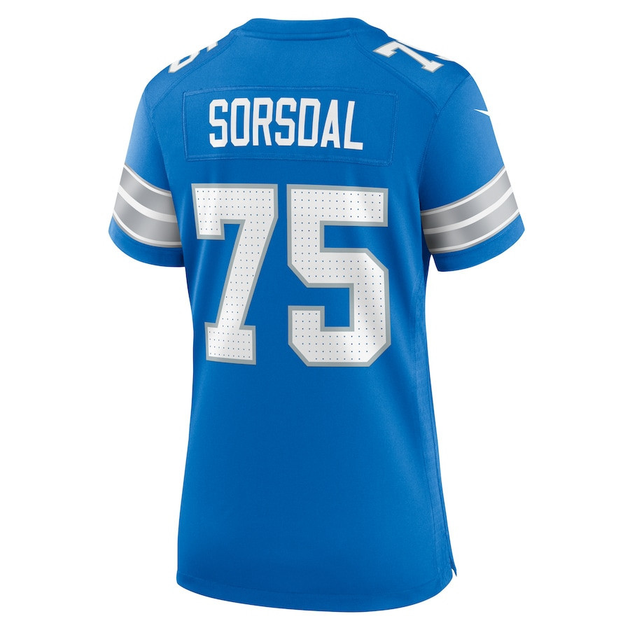 Colby Sorsdal #75 Detroit Lions Super Bowl LIX Blue NFL Jersey Women's