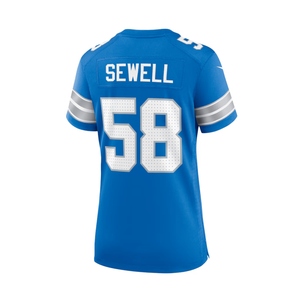 Penei Sewell 58 Detroit Lions 2025 Pro Bowl Patch Game Blue NFL Jersey Women's