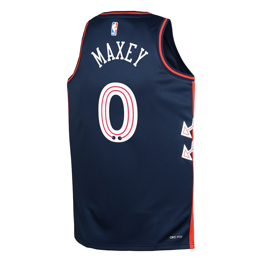 Tyrese Maxey 0 Philadelphia 76ers 2023/24 City Edition Swingma Navy NBA Jersey Youth