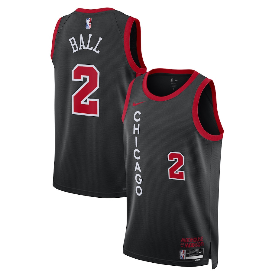 Lonzo Ball 2 Chicago Bulls Chicago Bulls 2023/24 Swingman City Editio Unisex Black NBA Jersey Unisex
