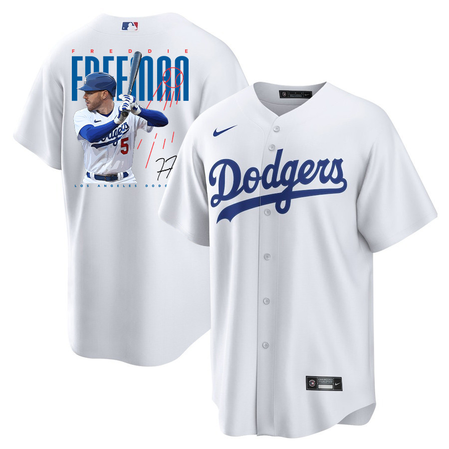 Freddie Freeman 5 Los Angeles Dodgers Signed Logo 2023 Home Player White MLB Jersey Men's