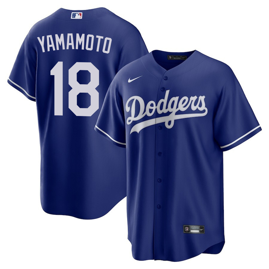 Yoshinobu Yamamoto 18 Los Angeles Dodgers Alternate Royal MLB Jersey Men's