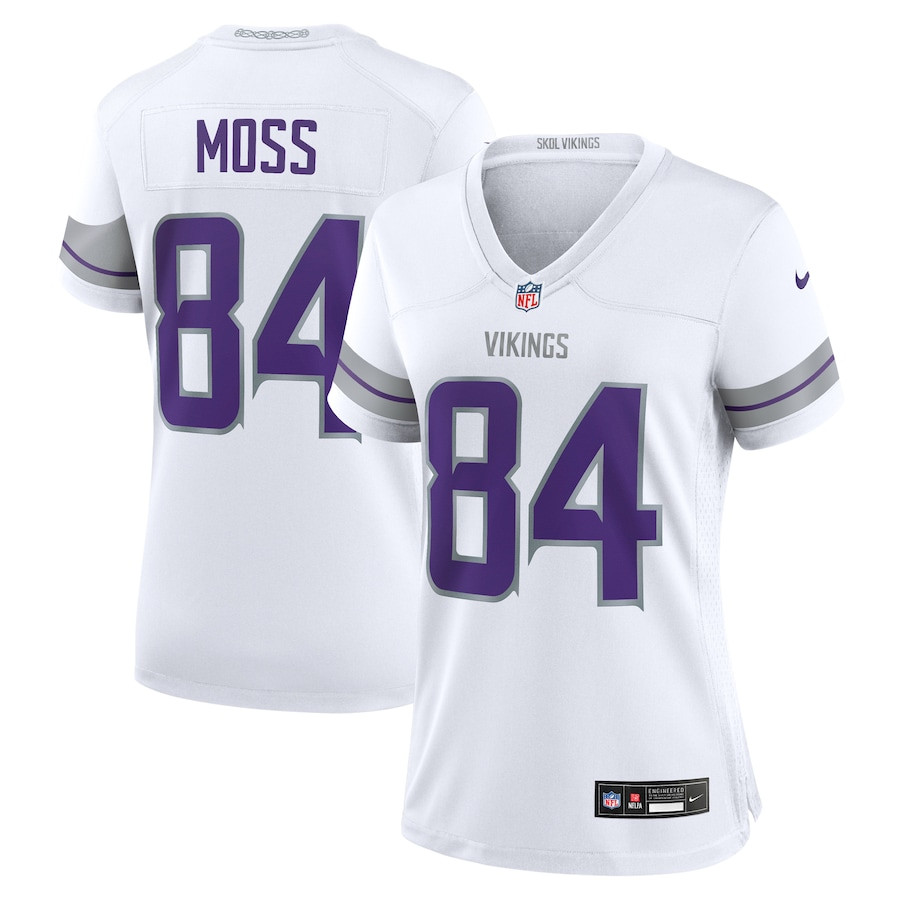 Randy Moss 84 Minnesota Vikings Alternate Retired Player Game White NFL Jersey Women's