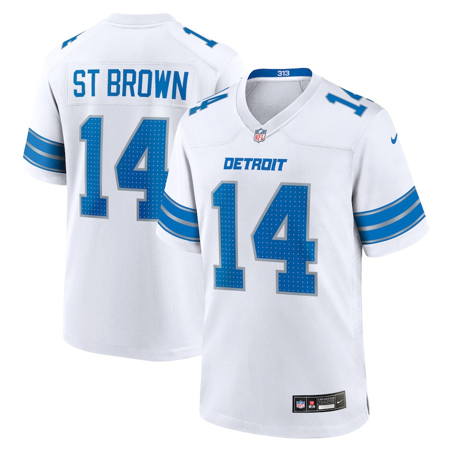 Amon-Ra St. Brown 14 Detroit Lions Game White, Men NFL Jersey Men's