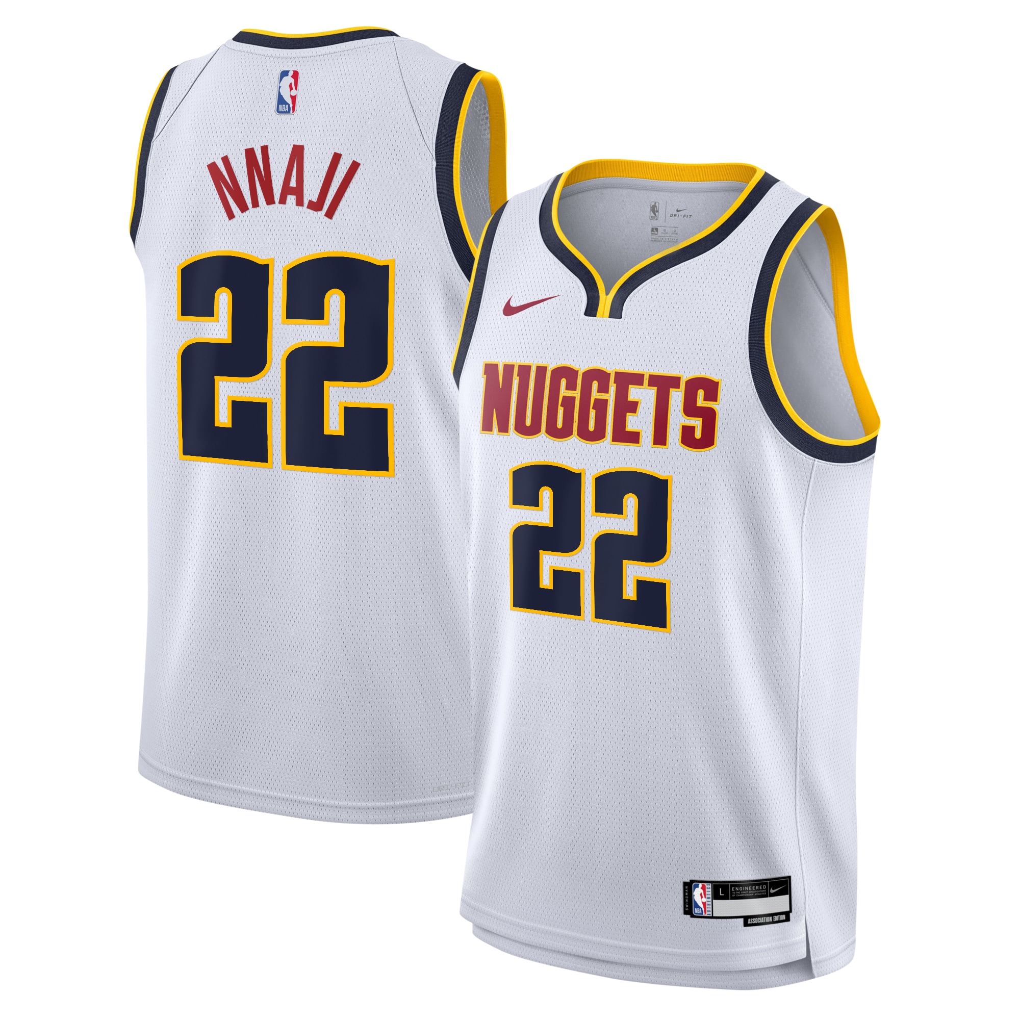 Camiseta Association Swingman de los Denver Nuggets Blanco Zeke Nnaji NBA Jersey Men's