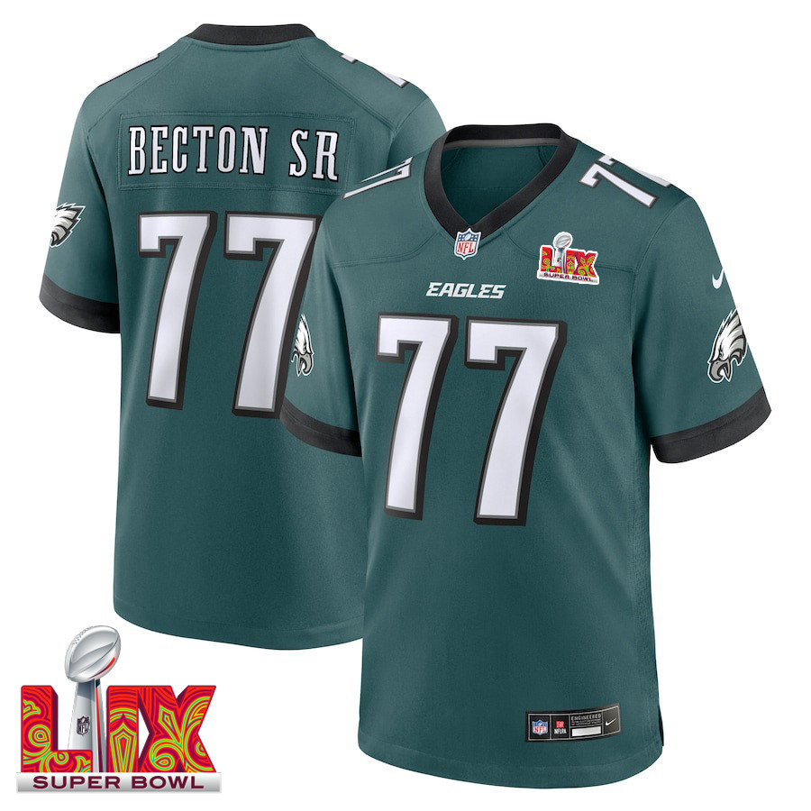 Mekhi Becton #77 Philadelphia Eagles Super Bowl LIX Midnight Green NFL Jersey Men's