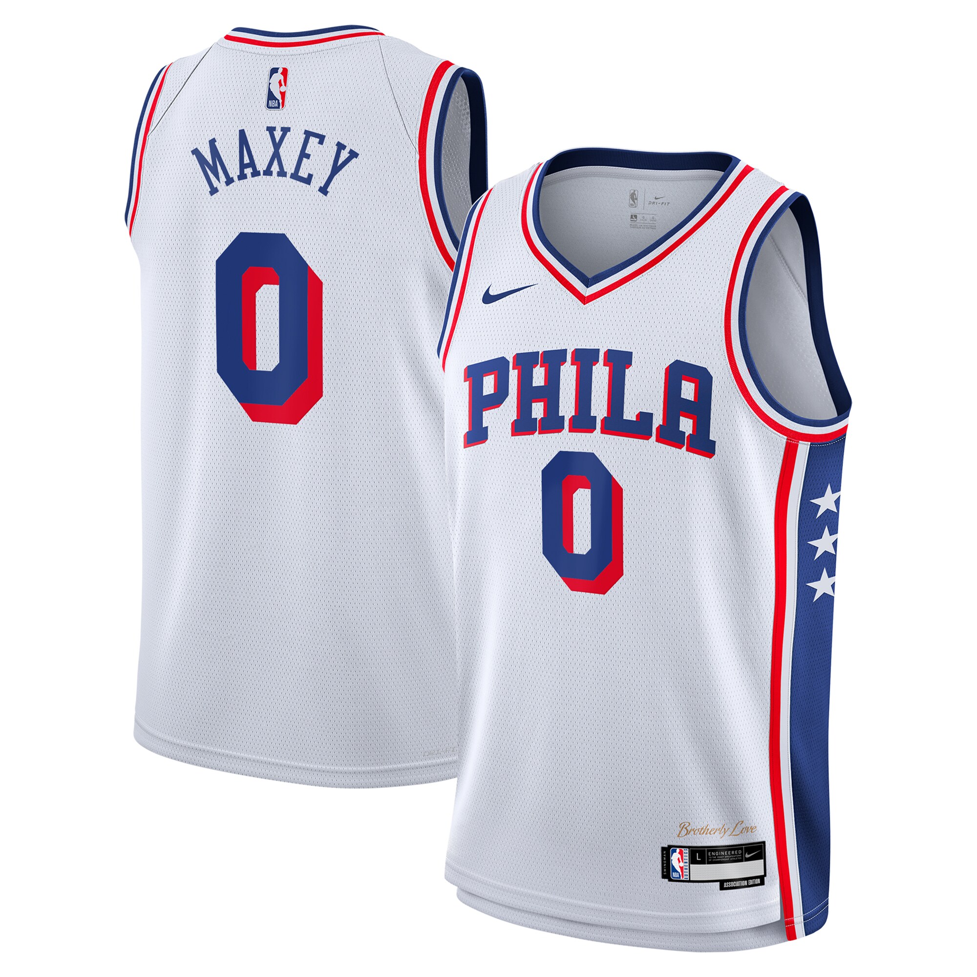 Camiseta Philadelphia 76ers Association Swingman Blanco Tyrese Maxey NBA Jersey Men's