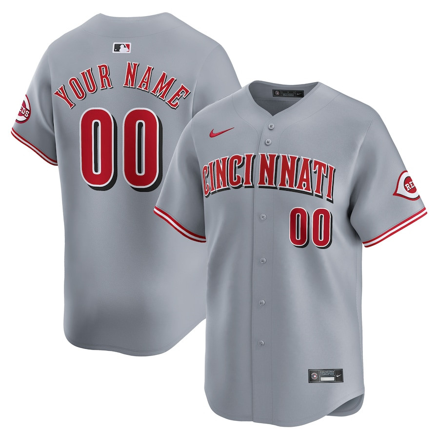 Cincinnati Reds Away Limited Custom Gray MLB Jersey Men's