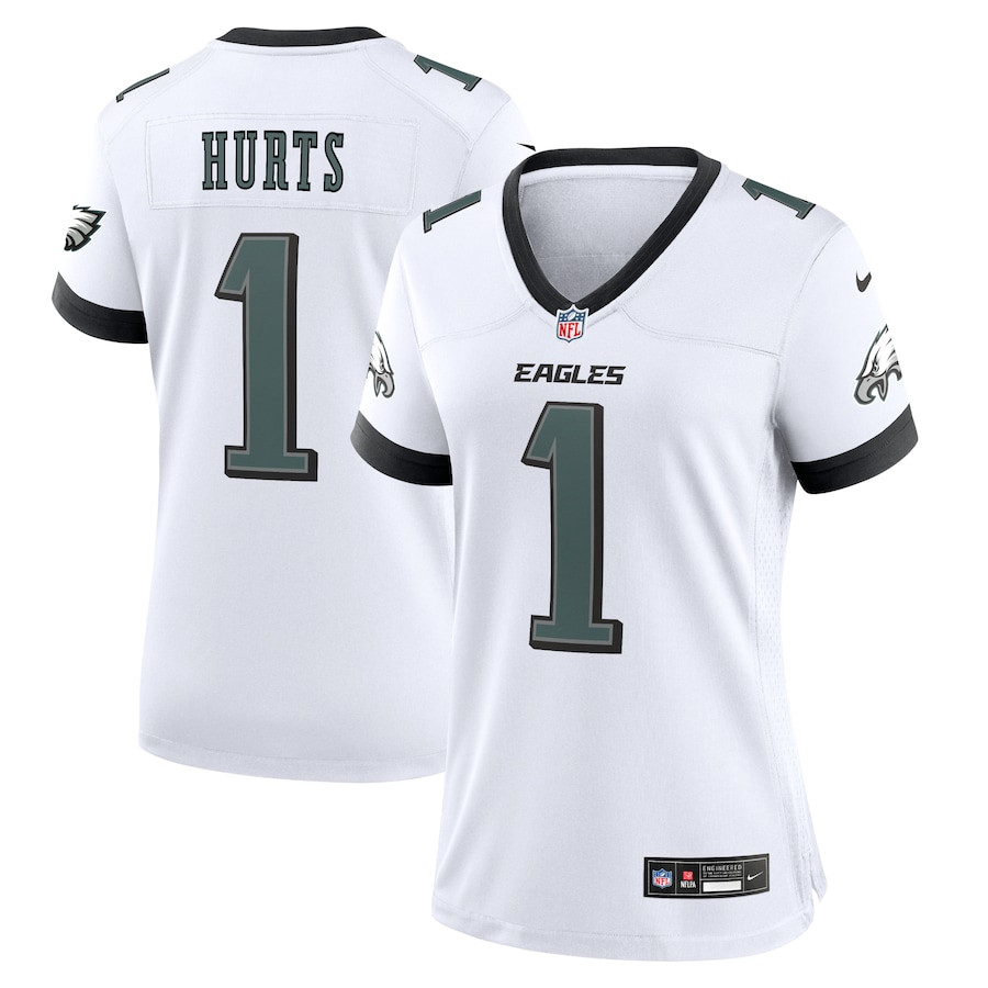 Jalen Hurts 1 Philadelphia Eagles Game White NFL Jersey Women's