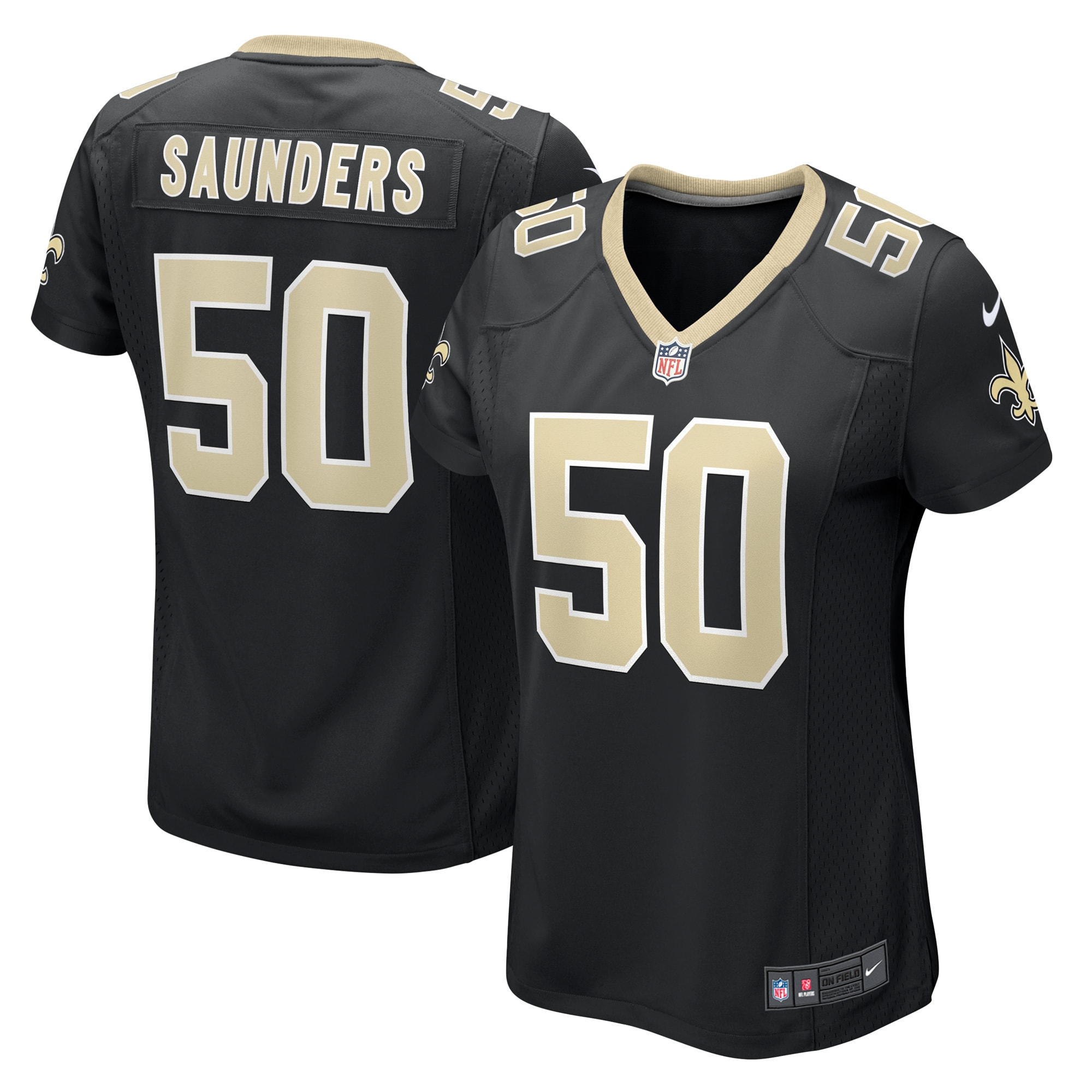 New Orleans Saints Khalen Saunders Black Game NFL Jersey Women's