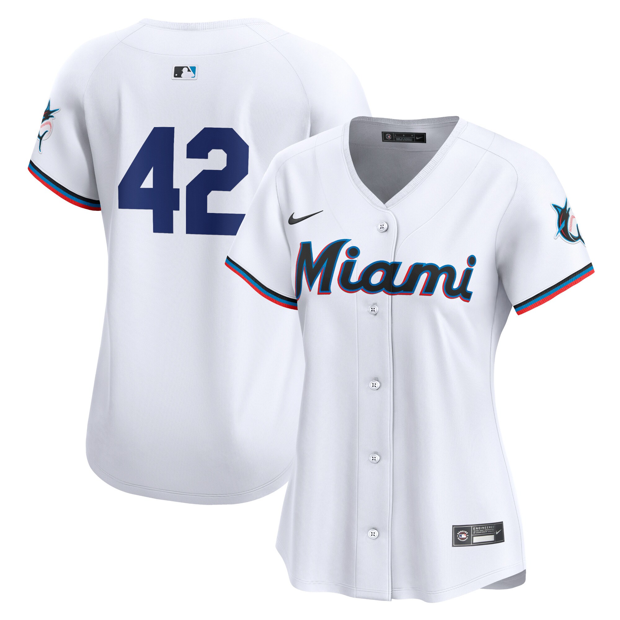 Miami Marlins White 2024 Jackie Robinson Day Home Limited MLB Jersey Women's