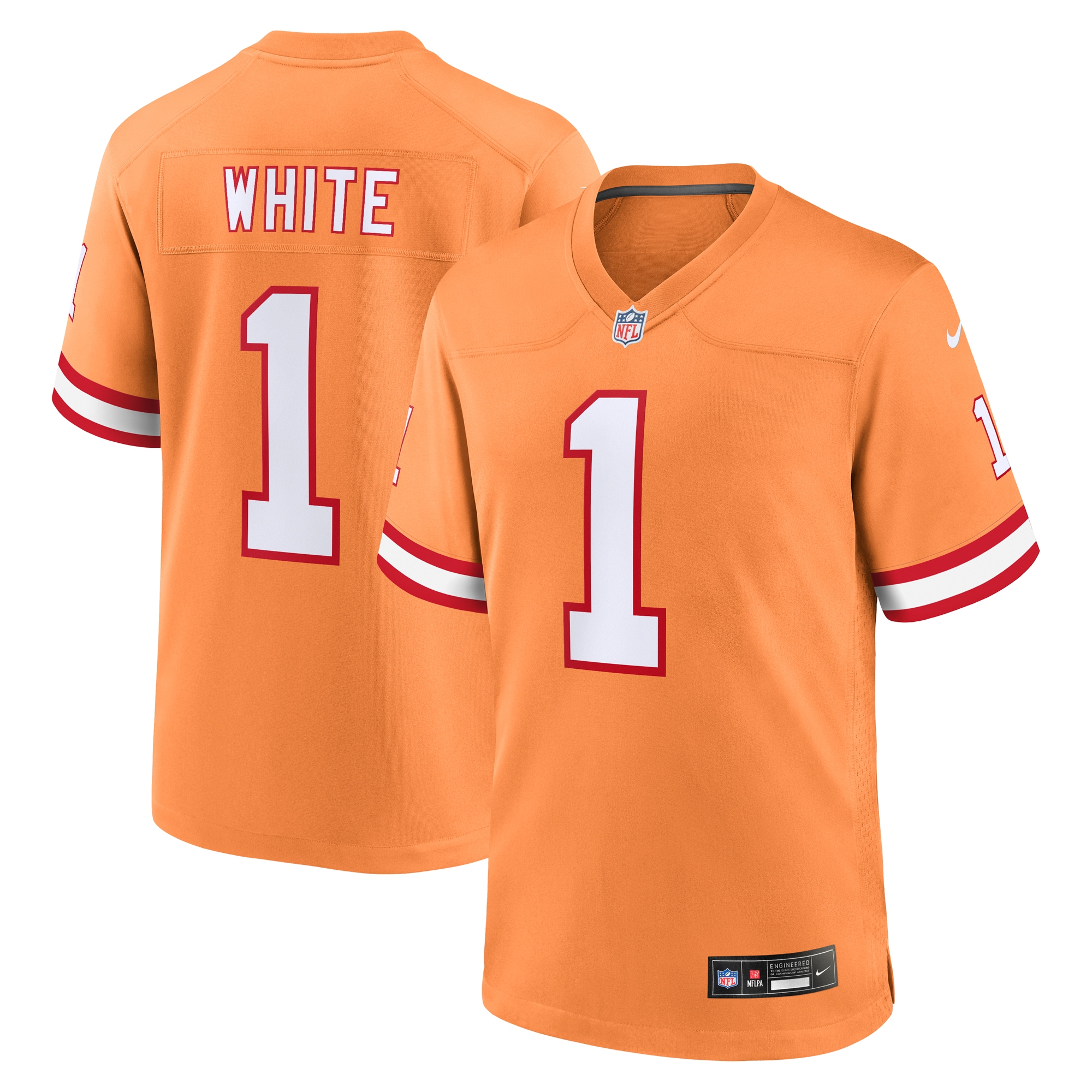 Tampa Bay Buccaneers Rachaad White Orange Throwback Game NFL Jersey Men's